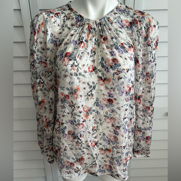 Rebecca Taylor | Ruby silk blend floral jacquard sheer blouse - Picture 3 of 11